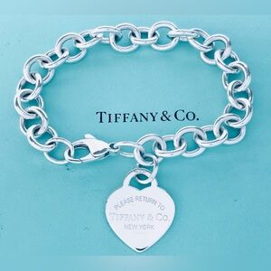 Tiffany & Co. Return to Tiffany Heart Tag Charm Bracelet Sterling Silver 7.5”